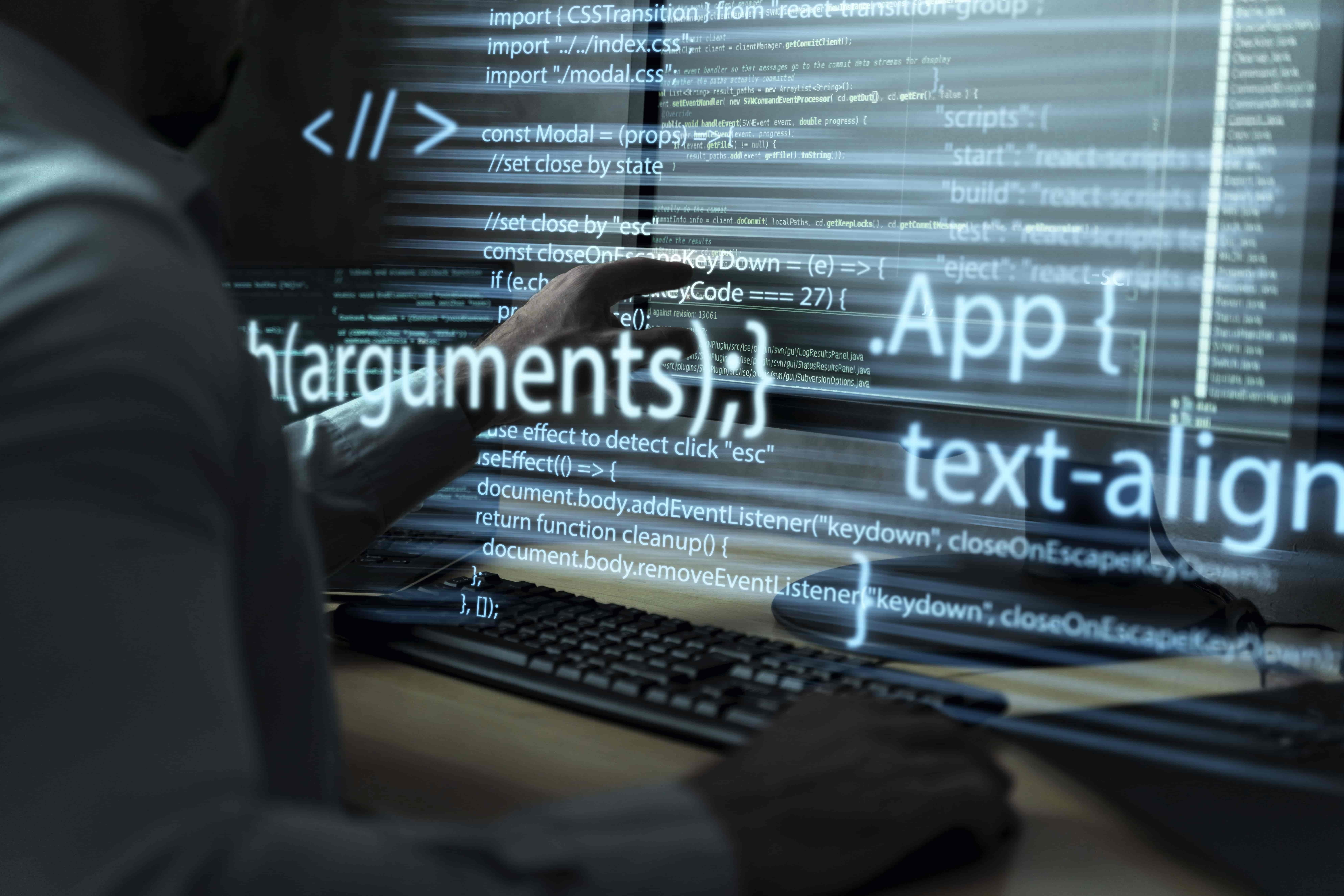 person working with codes computer